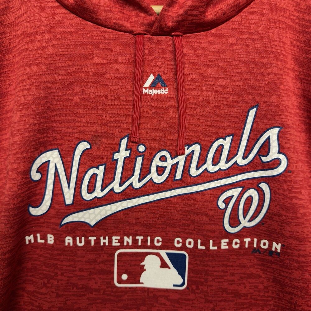 Majestic Washington Nationals MLB Hoodie Mens XL Red Streak Performance Baseball - Picture 4 of 12